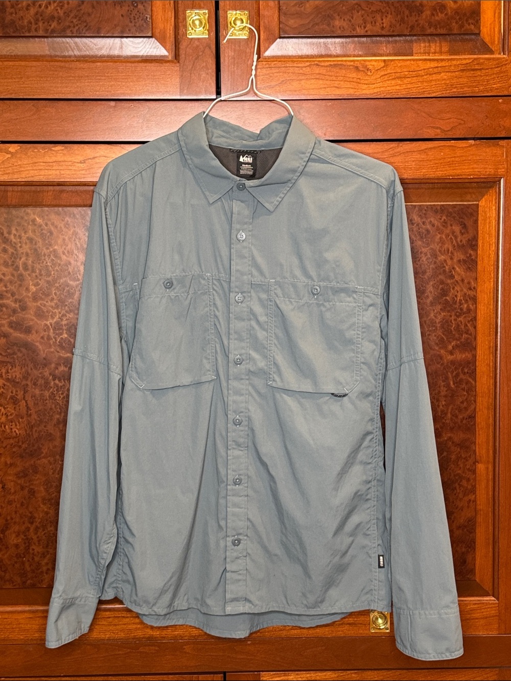 REI slate gray men’s medium Long-Sleeve Utility camp Shirt, worn twice